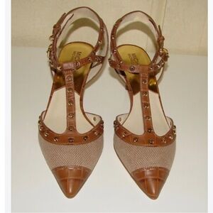 Michael Kors Tan and Gold Studded Heels